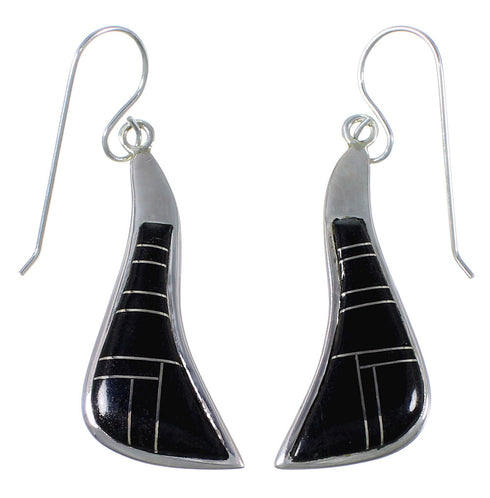 Jet Inlay Southwest Sterling Silver Earrings EX44501
