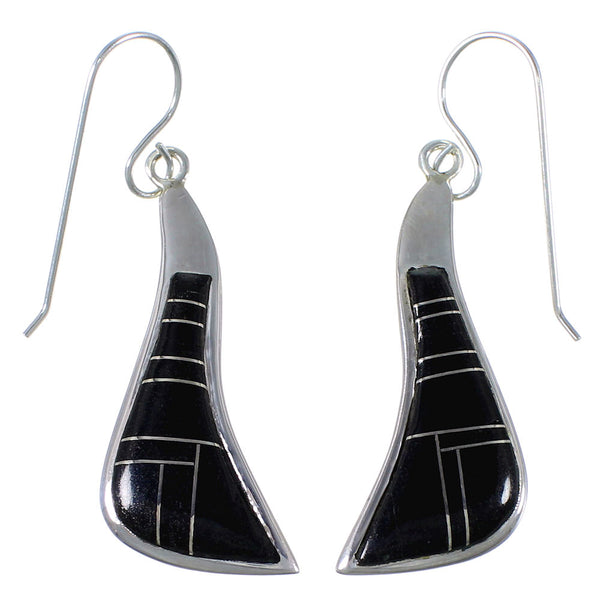Jet Inlay Southwest Sterling Silver Earrings EX44501