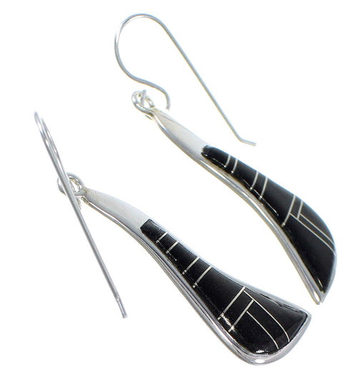 Jet Inlay Southwest Sterling Silver Earrings EX44501