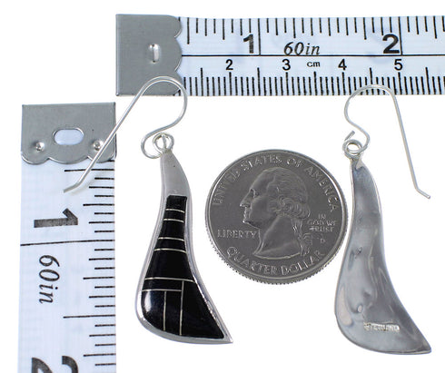 Jet Inlay Southwest Sterling Silver Earrings EX44501
