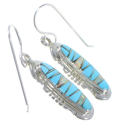 Turquoise And Opal Inlay Silver Earrings EX41134
