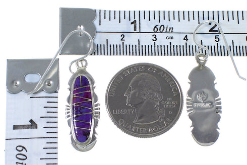 Magenta Turquoise Inlay Silver Earrings EX41139