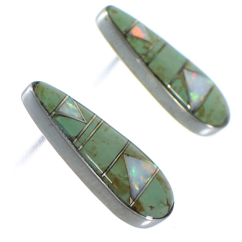 Sterling Silver Turquoise And Opal Inlay Earrings EX44829