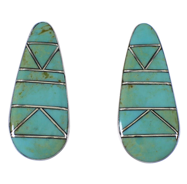 Turquoise Inlay Sterling Silver Earrings EX44833