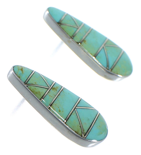 Turquoise Inlay Sterling Silver Earrings EX44833