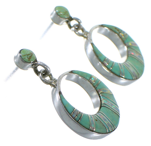 Turquoise Opal Authentic Sterling Silver Post Dangle Earrings AX48660