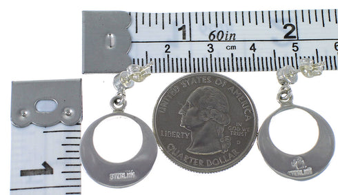 Turquoise Opal Inlay Sterling Silver Post Dangle Earrings AX48663