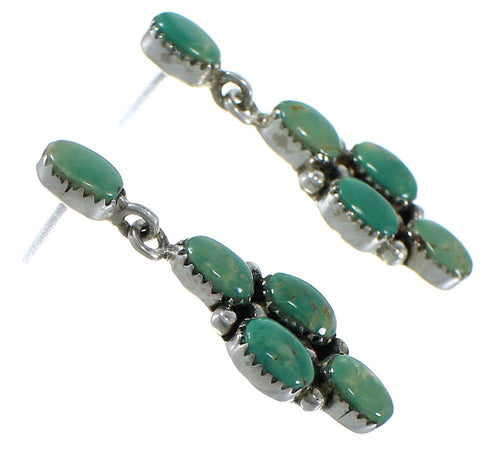 Genuine Sterling Silver Turquoise Post Dangle Earrings AX48689