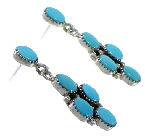 Silver Turquoise Post Dangle Earrings AX48692