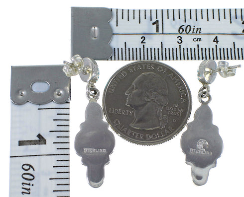 Silver Turquoise Post Dangle Earrings AX48692