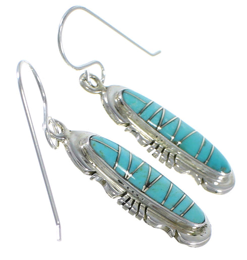 Silver Jewelry Turquoise Inlay Hook Dangle Earrings AX48813
