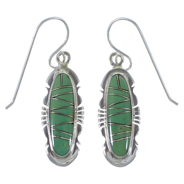 Southwestern Silver Jewelry Turquoise Hook Dangle Earrings AX48819