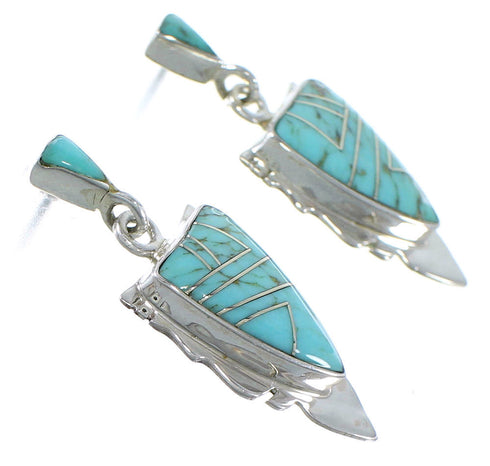 Silver Southwestern Turquoise Post Dangle Earrings CX46395