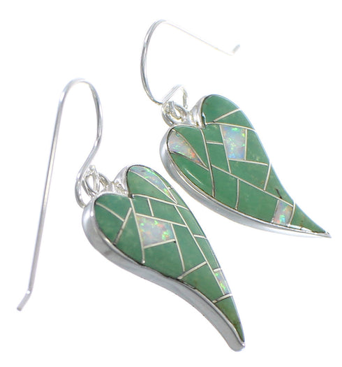Southwestern Turquoise And Opal Inlay Heart Earrings CX46432