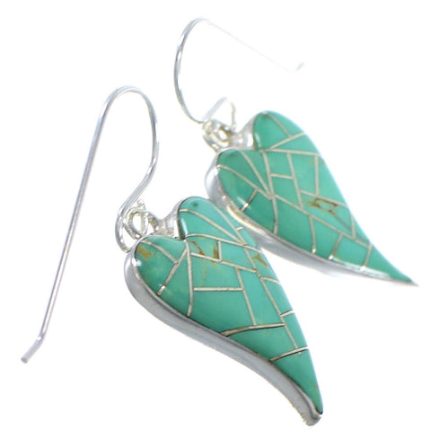 Southwest Turquoise Genuine Sterling Silver Heart Earrings CX46444