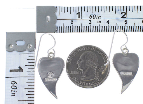 Sterling Silver Heart And Turquoise Hook Dangle Earrings CX46447