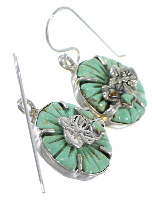 Southwest Dragonfly Flower Turquoise Sterling Silver Earrings CX46509