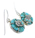 Silver Turquoise Dragonfly Flower Hook Dangle Earrings CX46511