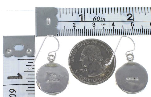 Silver Turquoise Dragonfly Flower Hook Dangle Earrings CX46511