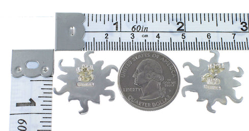 Southwest Sterling Silver Multicolor Sun Post Earrings AX49097