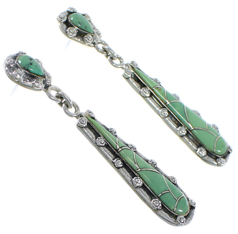 Turquoise Southwestern Sterling Silver Post Dangle Earrings CX46576