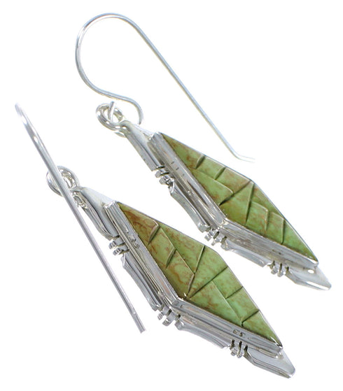 Silver Turquoise Southwest Hook Dangle Earrings CX45689