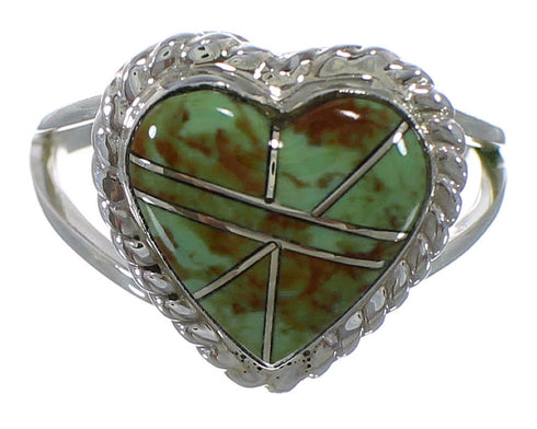 Turquoise Sterling Silver Heart Ring Size 6-1/4 EX42129