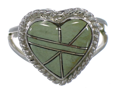 Turquoise Heart Southwest Silver Ring Size 5-1/4 EX42183