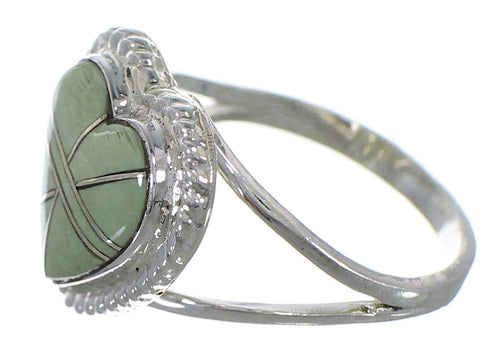 Turquoise Inlay Heart Silver Ring Size 4-3/4 EX42184