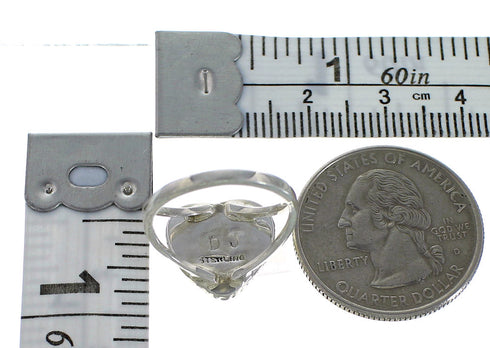 Turquoise Heart Southwest Silver Ring Size 5-1/4 EX42183