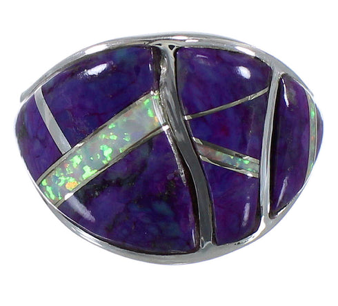 Sterling Silver Magenta Turquoise And Opal Ring Size 6 EX44762