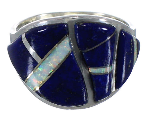 Sterling Silver Lapis And Opal Inlay Ring Size 7-1/4 EX44774