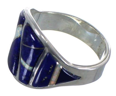 Sterling Silver Lapis And Opal Inlay Ring Size 7-1/4 EX44774