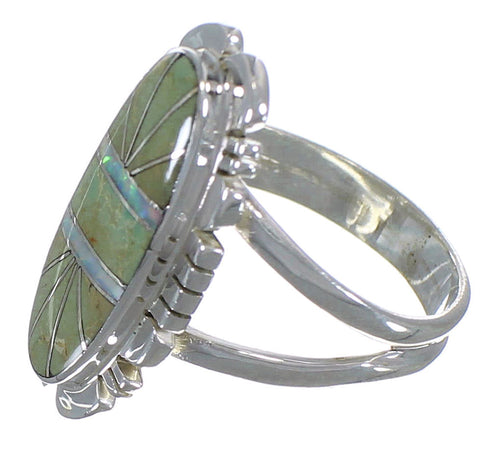 Genuine Sterling Silver Turquoise And Opal Ring Size 6-3/4 AX52603