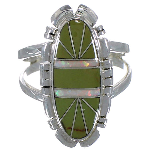 Opal And Turquoise Sterling Silver Ring Size 7-3/4 AX52640
