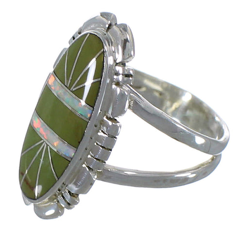 Opal And Turquoise Sterling Silver Ring Size 7-3/4 AX52640