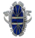 Lapis And Opal Inlay Genuine Sterling Silver Ring Size 7-1/4 AX52886