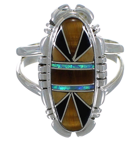 Southwest Multicolor Sterling Silver Ring Size 6-1/4 AX52948