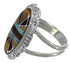 Southwestern Multicolor Inlay Silver Ring Size 5-1/4 AX52944