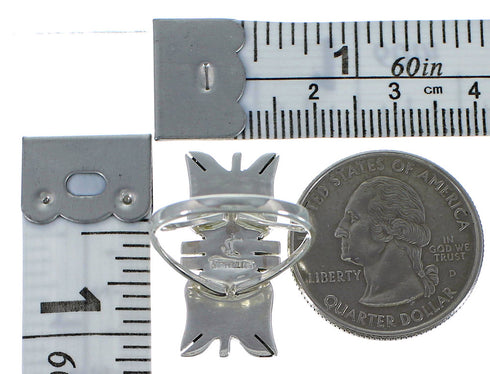 Turquoise And Opal Inlay Silver Southwestern Ring Size 7 AX53660