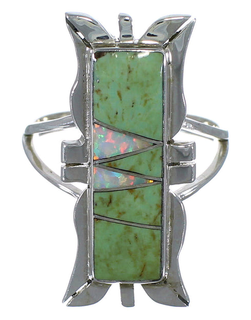 Opal And Turquoise Sterling Silver Ring Size 6-1/4 AX53667
