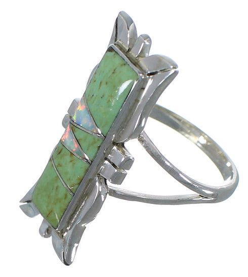 Opal And Turquoise Sterling Silver Ring Size 6-1/4 AX53667