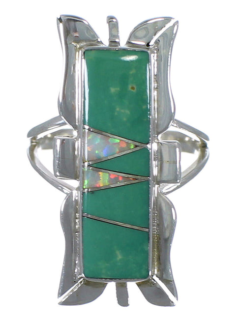 Opal And Turquoise Silver Southwestern Ring Size 5-1/4 AX53674