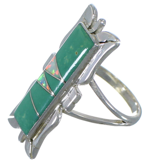 Opal And Turquoise Silver Southwestern Ring Size 5-1/4 AX53674