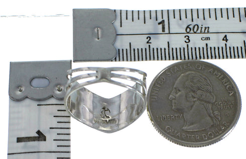 Southwestern Opal And Turquoise Inlay Silver Ring Size 7-1/2 AX53921