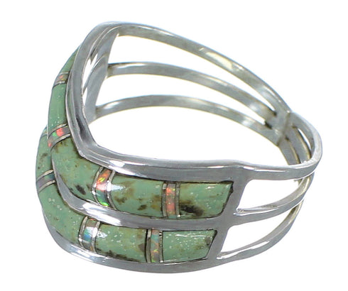 Opal And Turquoise Southwestern Silver Jewelry Ring Size 7-1/2 AX53934