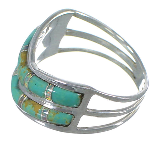 Turquoise And Opal Silver Southwestern Ring Size 5-3/4 AX53944