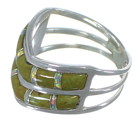 Genuine Sterling Silver Southwest Turquoise And Opal Ring Size 7-1/2 AX53950