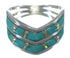 Southwest Turquoise And Opal Sterling Silver Ring Size 7-1/4 AX53987