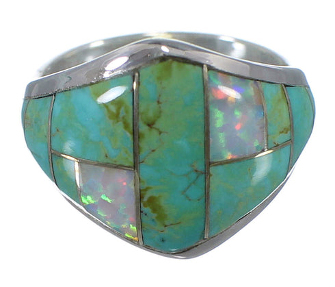 Opal And Turquoise Sterling Silver Ring Size 4-3/4 AX52316